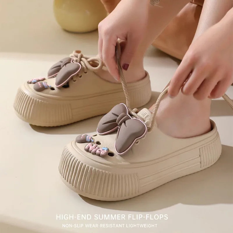 New Sandals DIY  Platform Sandals for Women 2025 Summer Thick Sole Beach Sandals Woman Flowers Non Slip EVA Clogs Garden Shoes