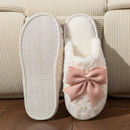 Women's Slippers Cute Bow Exquisite Winter Indoor Warm Comfort Breathability Soft Soled Fashion Home Casual Shoes