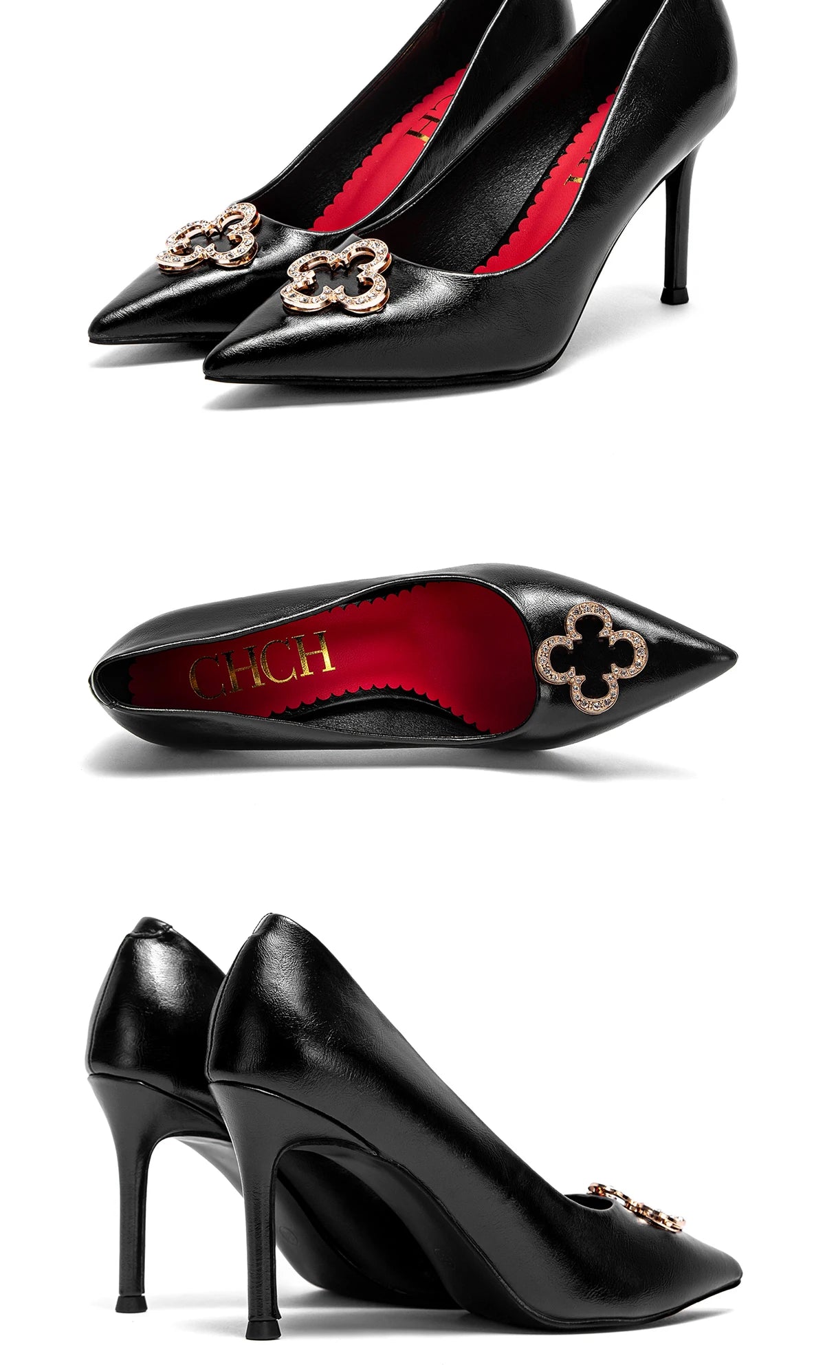 C-H Woman's High Heels  New High Quality Pointed Shoes Business Commuter Girls Shoes Banquet Party Shoes 9cm