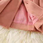 Winter New Girl'S Coat Long Warm Solid Color Fold Lapel Simple Fashion Girl Shawl Long Sleeve Loose Woolen Long Coat