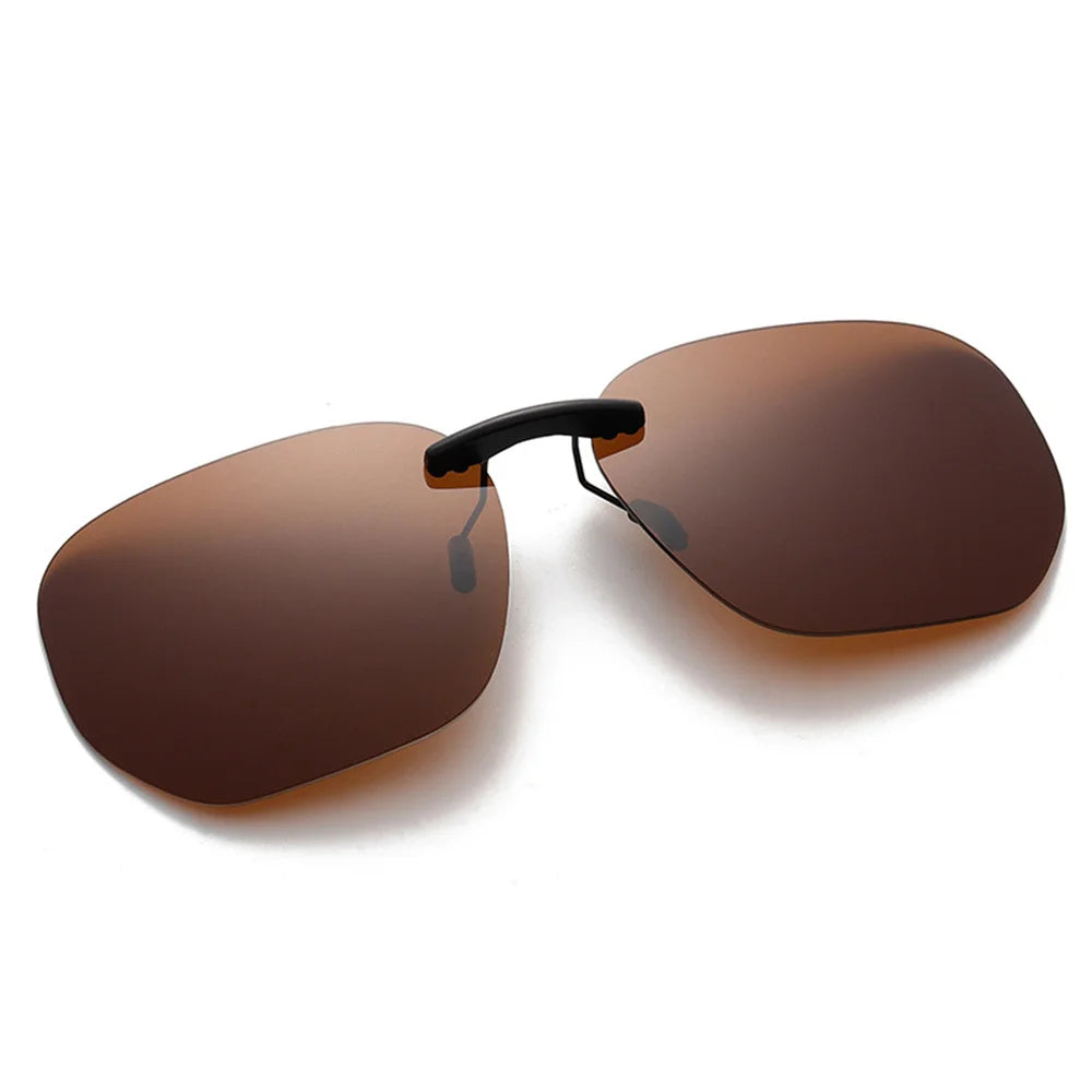 Square Clip On Sunglasses Women Polarized Black Lens UV400 Night Vision Driving Men Goggles Clips Anti Glare Vintage Glasses