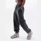 2025 New Washed and Worn Sweatpants for Women European and American Looped Casual Sports High Waisted Versatile Pants