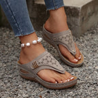 Woman Slippers Leather Non-Slip Soft Platform Shoes Flip Flops Summer Wedge Slippers Lightweight Orthopedic Sandals Slides Women