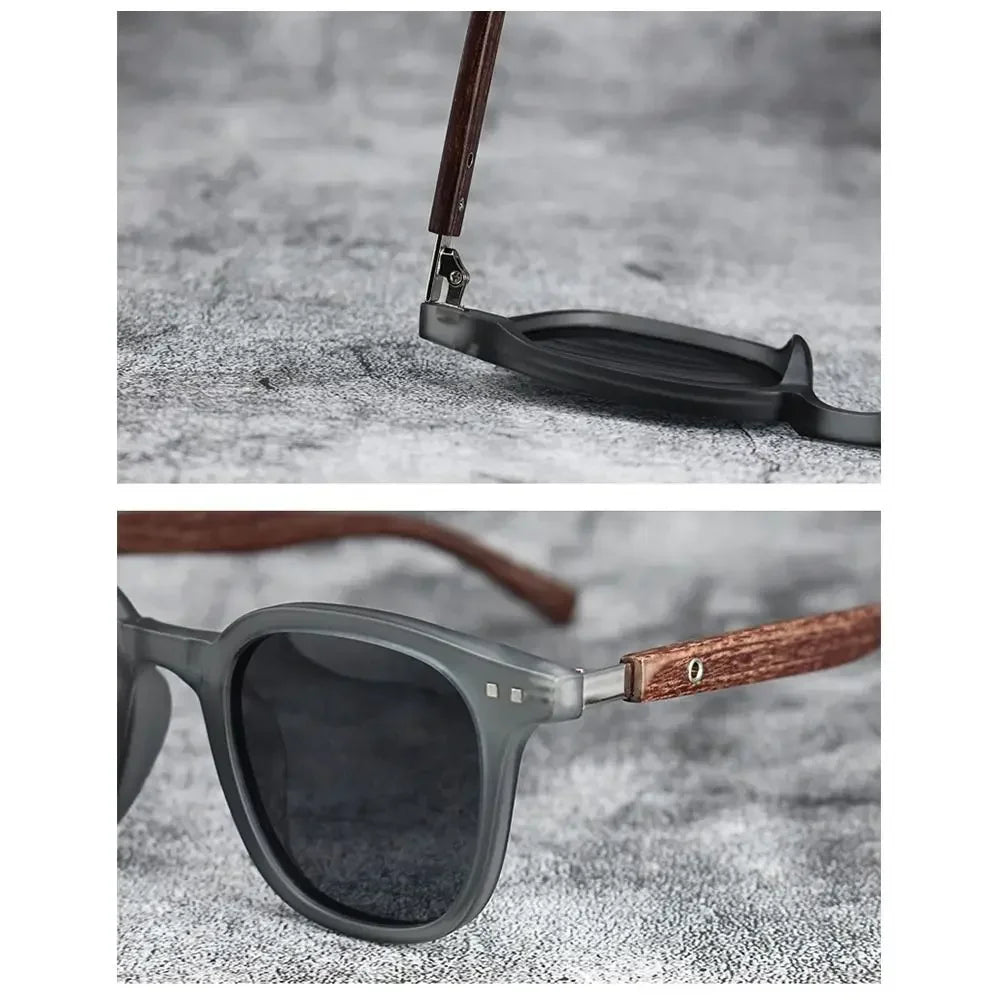 Trendy Retro Wood Grain Sunglasses Polarized UV Protection for Men Women Perfect for Cycling Outdoor Street Photography