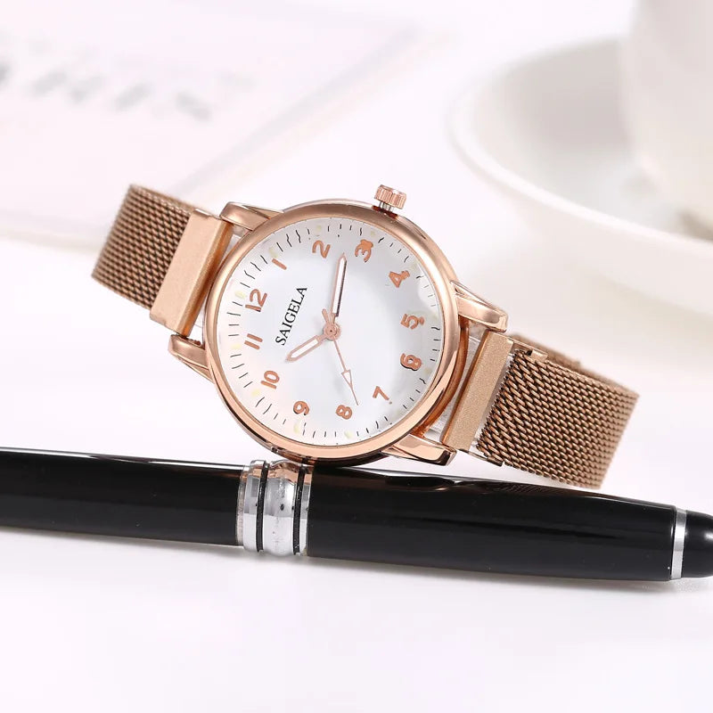Women's Watches Simple Fashion Oirginal Wristwatch for Female Stainless Steel Mesh Strap Waterproof Magnet Buckle Reloj