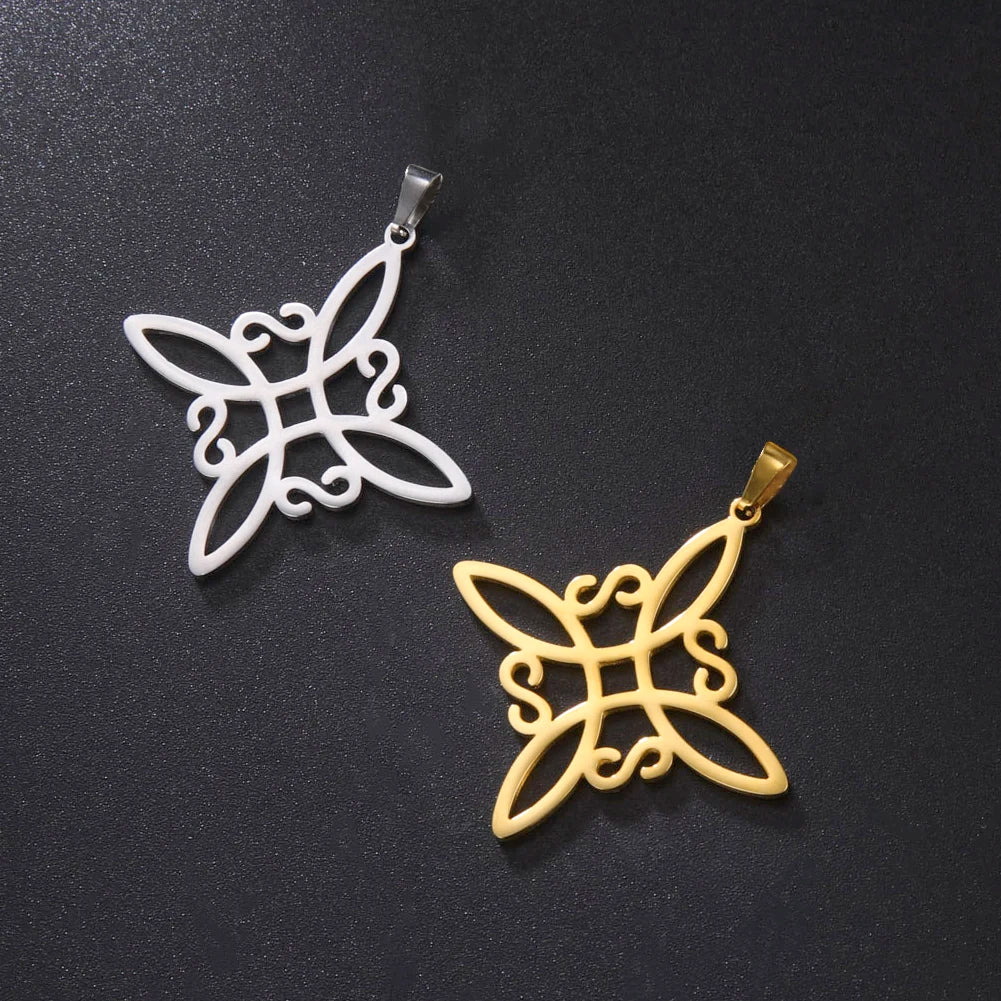Skyrim Witch Knot Charms for Necklace Jewelry Making Stainless Steel Gold Color Wicca Witchcraft Amulet Pendants DIY Accessories