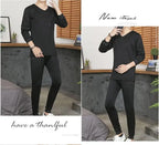 Men's round Ne Thiened Warm Underwear Set Youth Autumn Winter Thermal Clothing Long Sve Pants Home Clothes Innerwear