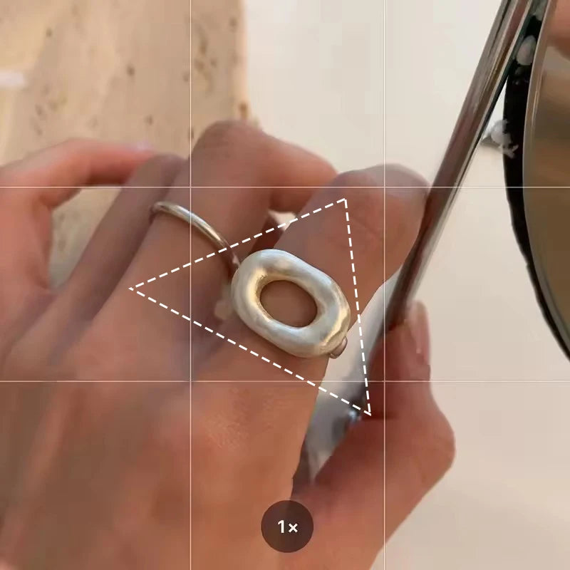 Real 925 Sterling Silver Retro Round Geometric Ring For 2 Rings Women Chain Vintage Fine Jewelry Minimalist Accessories Gift