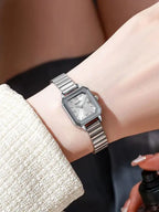 A small, exquisite and light luxury watch with a steel band for women, exuding a sense of artistic, niche and high-end style