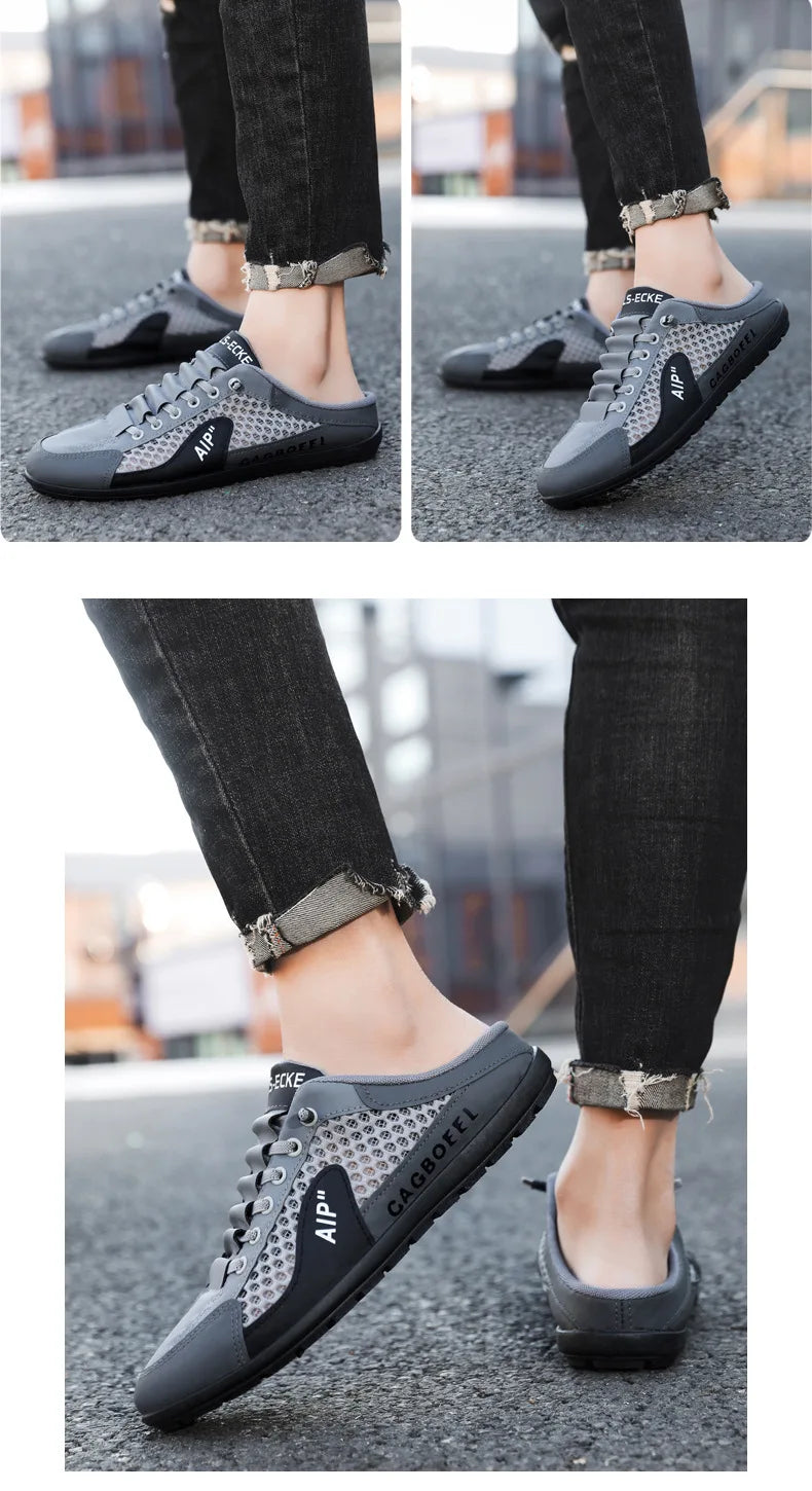 Men's Fashion Soft-soled Half Slippers Men Summer Trendy Bottom Casual Shoes Breathable Slip-on Shoes Sneakers Zapatos De Hombre