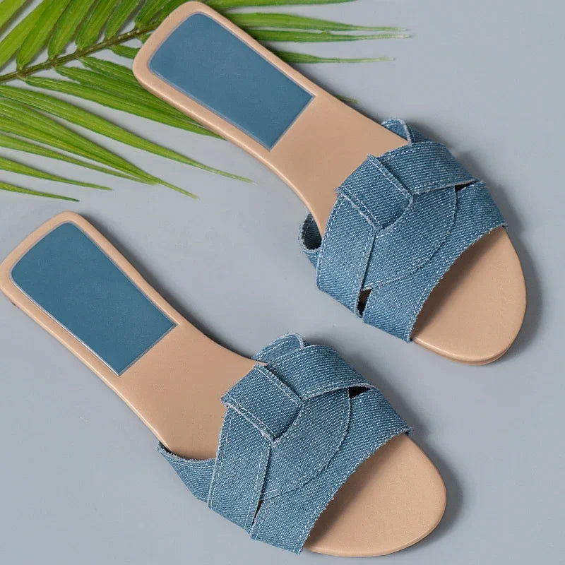 Woman Flat New Slippers Woven with Comfortable Women's Shoes Casual Bottom Slippers Women's Shoes Summer