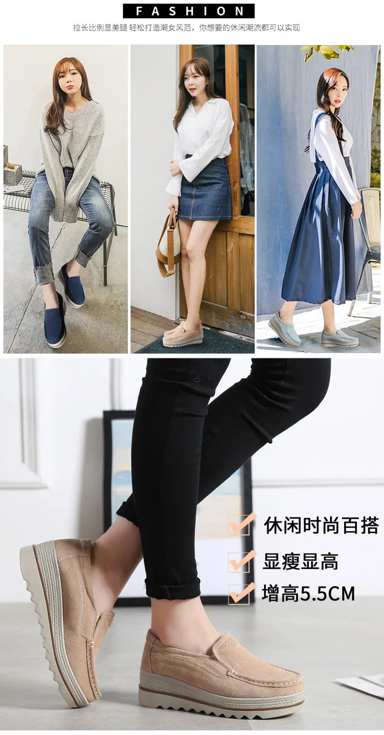 2023 Spring Women Flats Shoes Platform Slip On Flats Woman Sneakers Female Suede Ladies Tenis Loafers Moccasins Casual Shoes