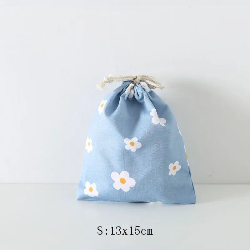 Women Girls Jewelry Lipstick Cosmetic Tote Rope Pouch String Bag Cute Small Large Coin Purse Key Earphone Drawstring Storage Bag