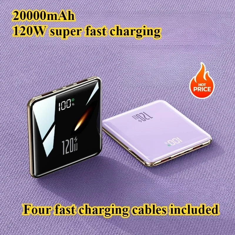 2025 New Power Bank20000mAh Ultra-thin, Compact, Portable, with Built-in Cable , Large Capacity, Super Fast Charging PowerBank