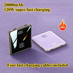 2025 New Power Bank20000mAh Ultra-thin, Compact, Portable, with Built-in Cable , Large Capacity, Super Fast Charging PowerBank