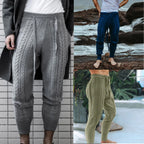 Men's Sweater Knitted Pants Solid Color Casual Pants Autumn Winter Warm  Knitted Slim Fit Pants for Male Long Pant