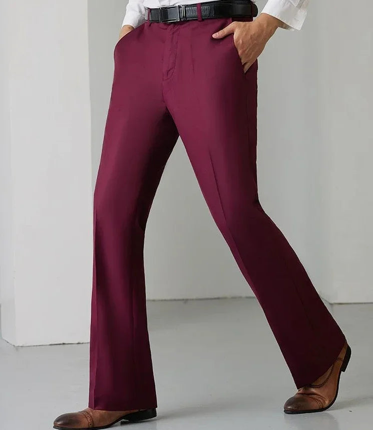 Man Suits Pants Draped Flared Fluid Tight Wide Leg Black Business Social Tailoring Bell Mouth Trousers for Men Up Formal Classic