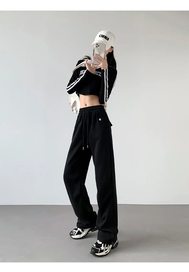 pants for women in autumn 2025 new loose fitting straight tube casual high waist wide leg pants women y2k streetwear Cargo pants