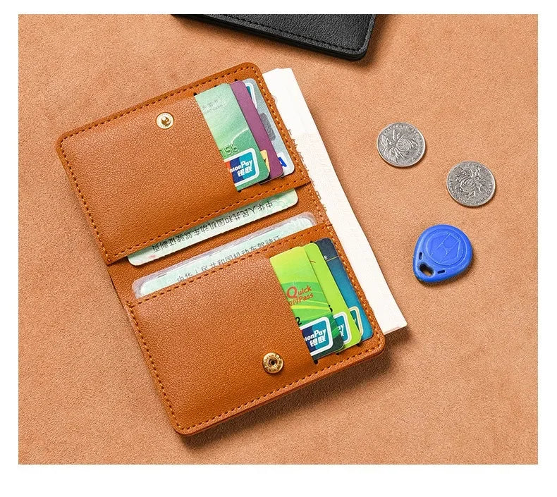 2025 New Women's Wallet Simple Folding Button Small Wallet Driver's License Card Bag Soft Leather Wallet