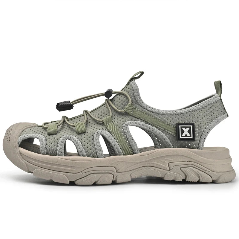 Handmade Sandals Men Breathable Summer Shoes Man Outdoor Men Sandals Antiskid Beach Sandals Hollow Shoes Collision Avoidance