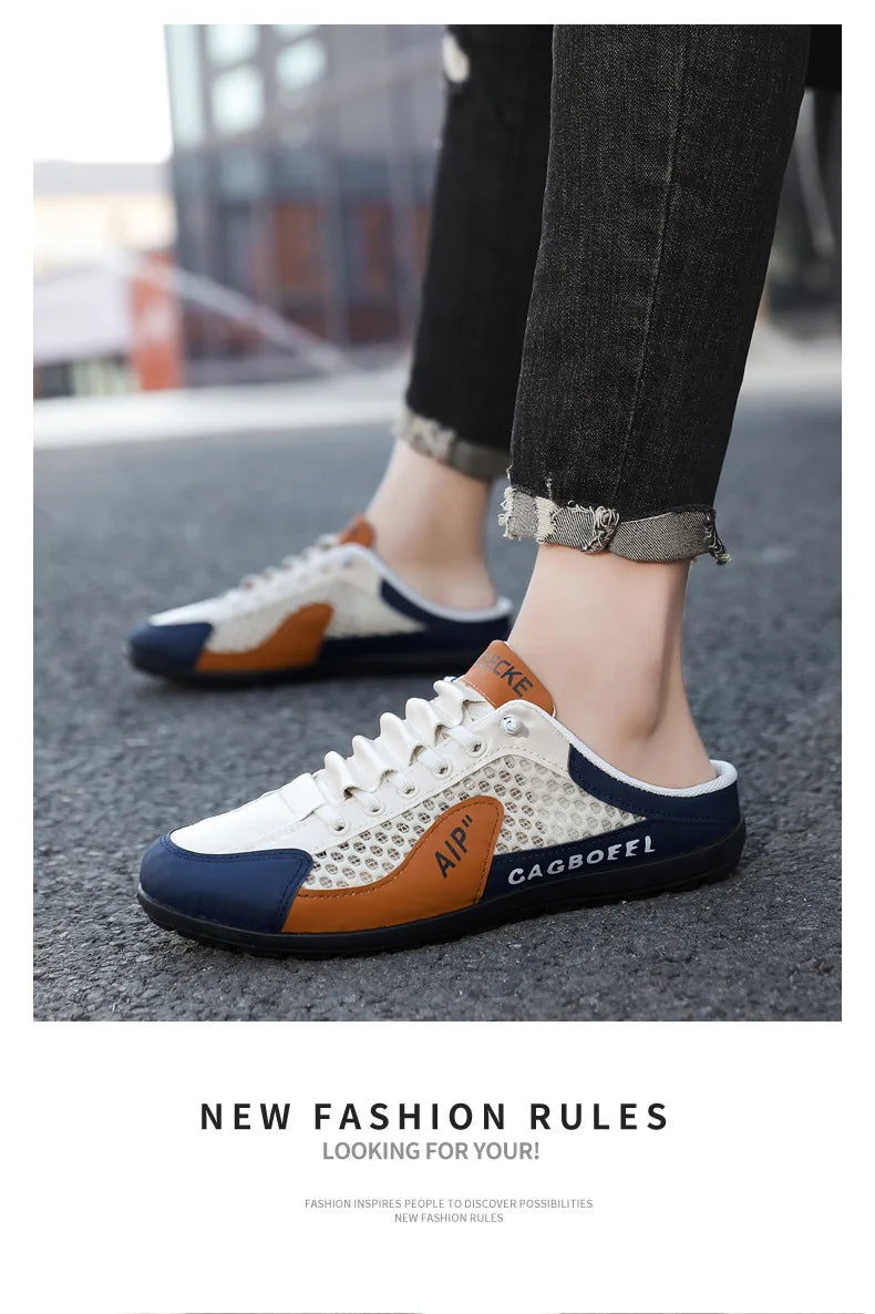 Men's Fashion Soft-soled Half Slippers Men Summer Trendy Bottom Casual Shoes Breathable Slip-on Shoes Sneakers Zapatos De Hombre