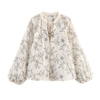 2025 WOMAN Women Fashion European and American Style Autumn New Embroidered Loose Shirt Chic V-neck Top Blouses Mujer