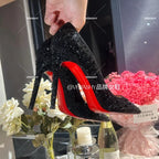 High Heels Women Star Style Sexy Red sole luxury Brand  Woman High Heels Pointed toe glitter Pumps elegant Party Shoes