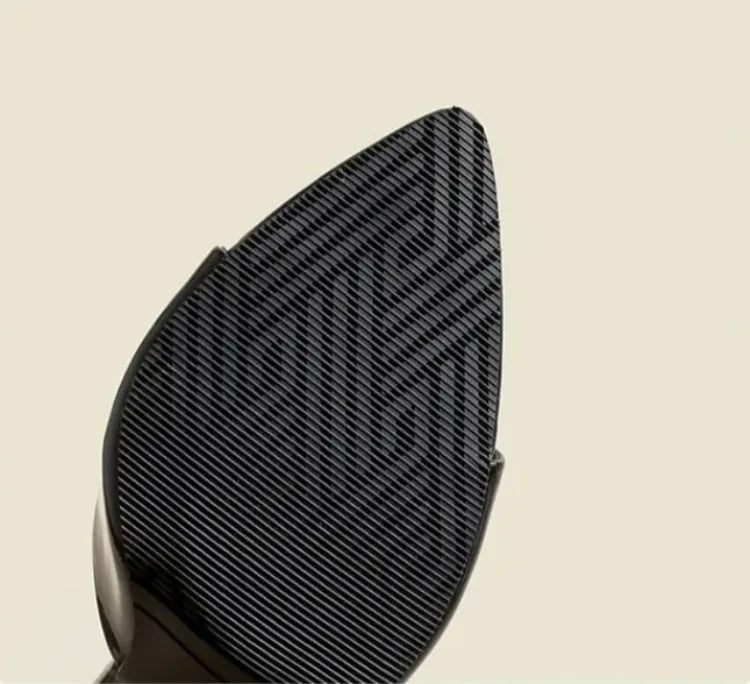 Women's Slippers 2025 New Summer Slim Heel Pointed Toe Worn with A Straight Drag Patent Leather High-heeled Slippers for Womens