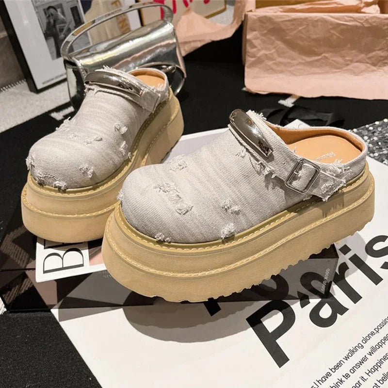 Flats Women Slippers Platform Slingback Mules Shoes Fashion Woman Sandals Summer 2025 Designer Flip Flops Dress Zapatos De Mujer