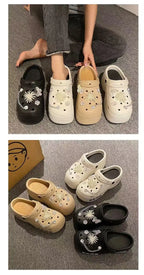 Women Slippers Cute Cartoon Platform Fashion Clogs Summer Shoes Woman Beach Slides Thick Bottom DIY Flower Female Street Sandals