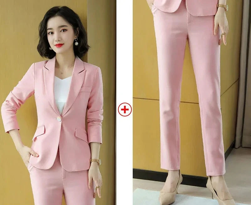 Pant 2 Piece Outfit 2025 Summer Womens Matching Sets Pants Elegant High Quality Blazer Suit Set Of Two Fashion Pieces For Women
