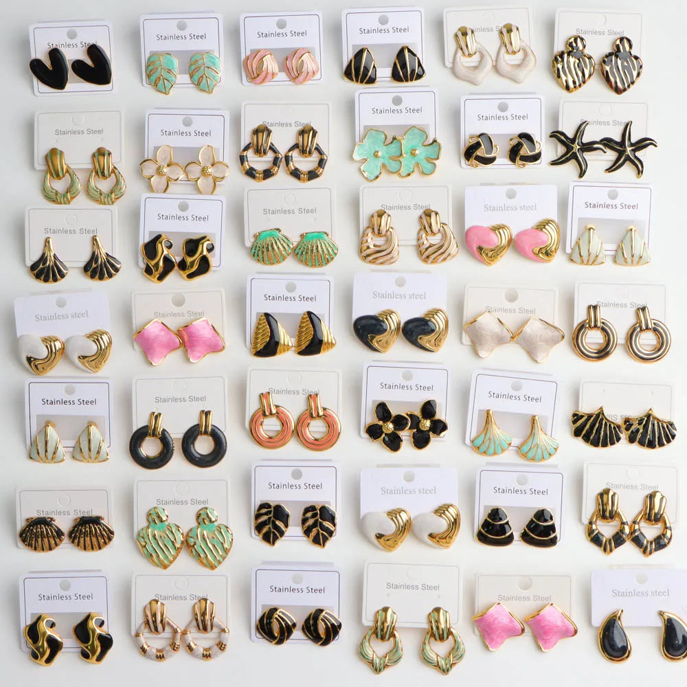 10Pairs/Lot Fashionable Women's Stainless Steel Earrings, Daily Jewelry Accessories Gifted To Friends, Randomly Shipped