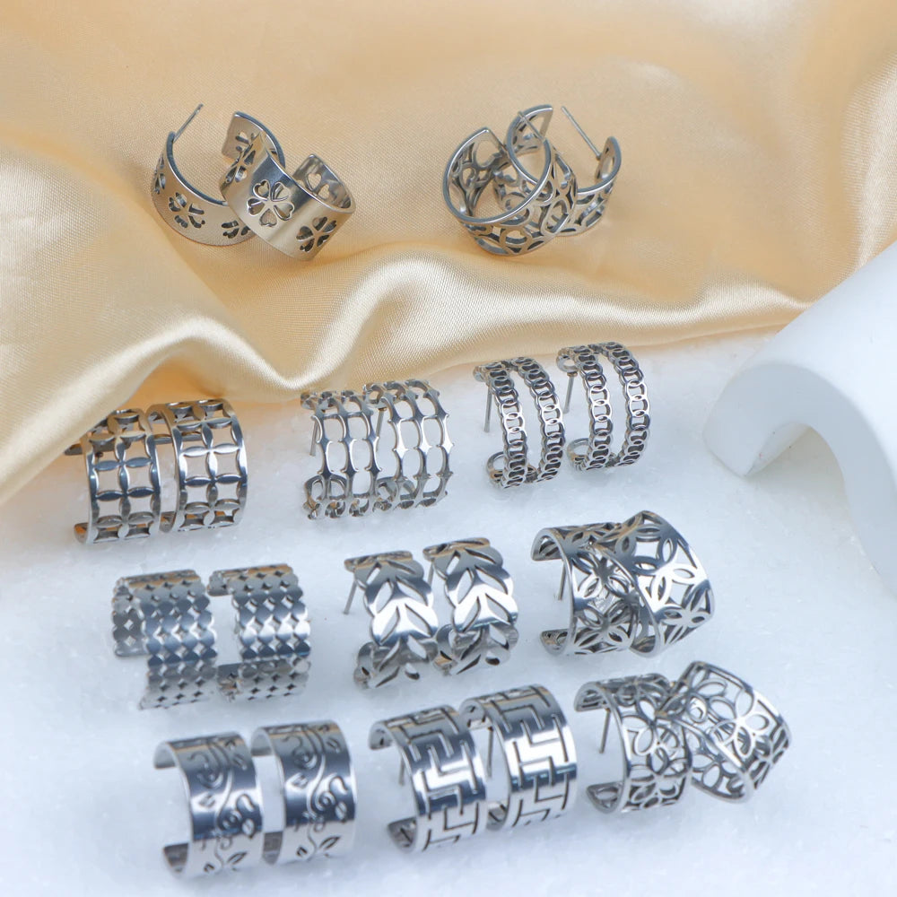 10Pairs/Lot Fashionable Women's Stainless Steel Earrings, Daily Jewelry Accessories Gifted To Friends, Randomly Shipped