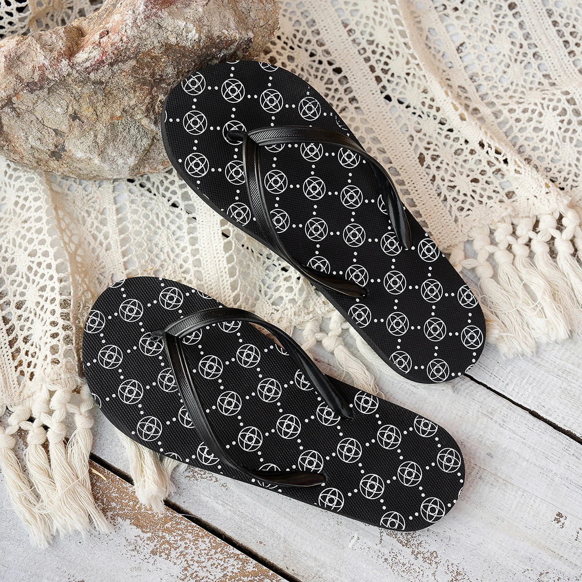 Women's Summer Fashion print patt Flat Flip-Flops, Casual Comfortable Breathable Waterproof Slip-On Bathroom Pool Beach Slippers