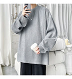 Men's High Street Long Sleeve T-Shirt - Trendy Casual Top Loose Fit Comfortable Wear, Modern Minimalist Style, Everyday Essentia