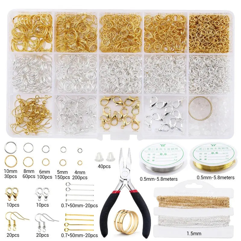 Alloy Accessories Jewelry Findings Set Copper Wire Open Jump Rings Jewelry Making ToolsEarring Hook Jewelry Making Supplies Kit