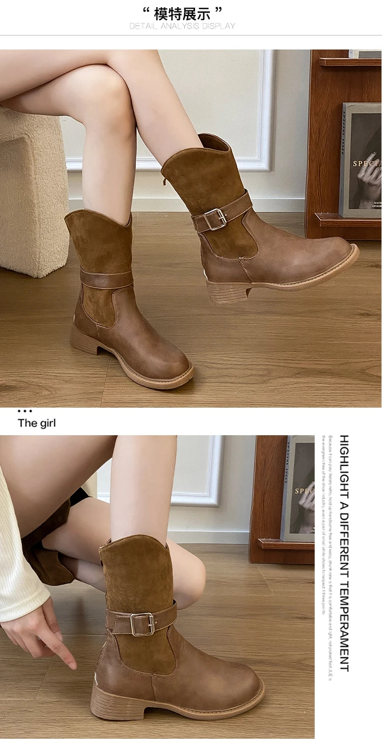 2026 New High Heels Women Boots Winter Punk Gothic Women’s Boots Fashion Elegant Retro Pumps Designer Woman Boots Fashion 42