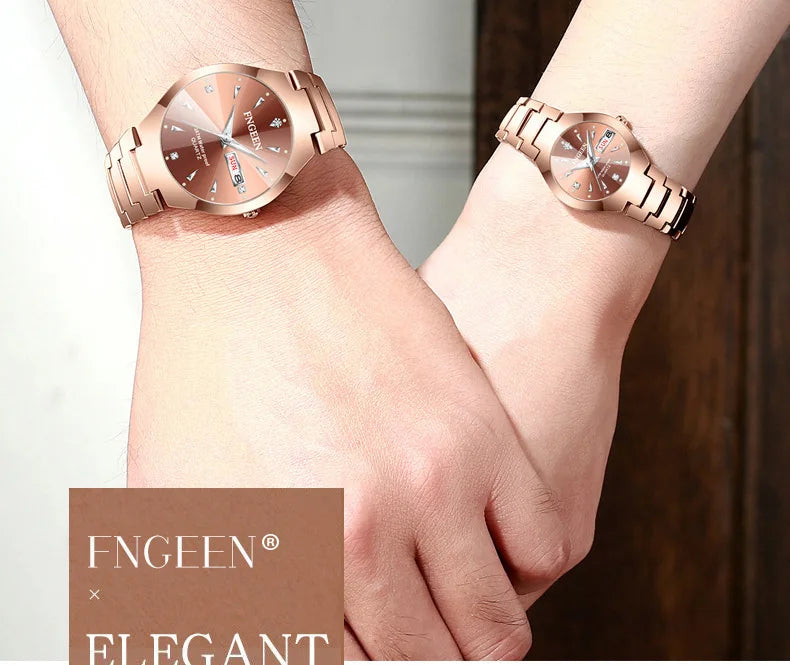 2023 FNGEEN 5808 Relogio Feminino Couple Watch Men Quartz watch for Lovers Luxury Womens wristwatch Stainless Steel Waterproof