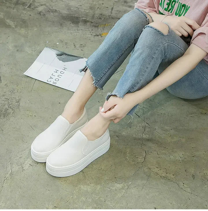 Women Flat Platform Canvas Shoes Flats Woman Casual Sneakers Girls Student Thick Soled Loafers Ladies Slip on tenis de mujer