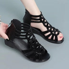 2023 Women Sandals Wedges New Summer Comfortable Hollow Roman Sandals Elegant Low Heel Shoes for Women Fashion Zapatos De Mujer