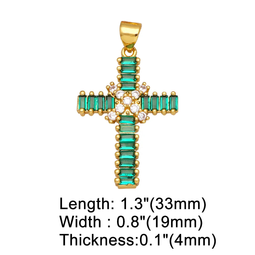 Clearance CZ Cross Pendant for Necklace Making Copper Gold Plated Crucifix Jewelry Making Supplies DIY Wholesale Bulk pdta861