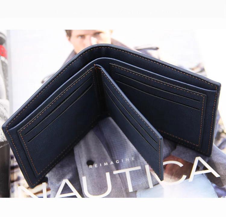Men Wallet PU Business Foldable Wallet Luxury Billfold Slim Hipster Credit Card Holders Inserts Coin Purses Vintage Walltes