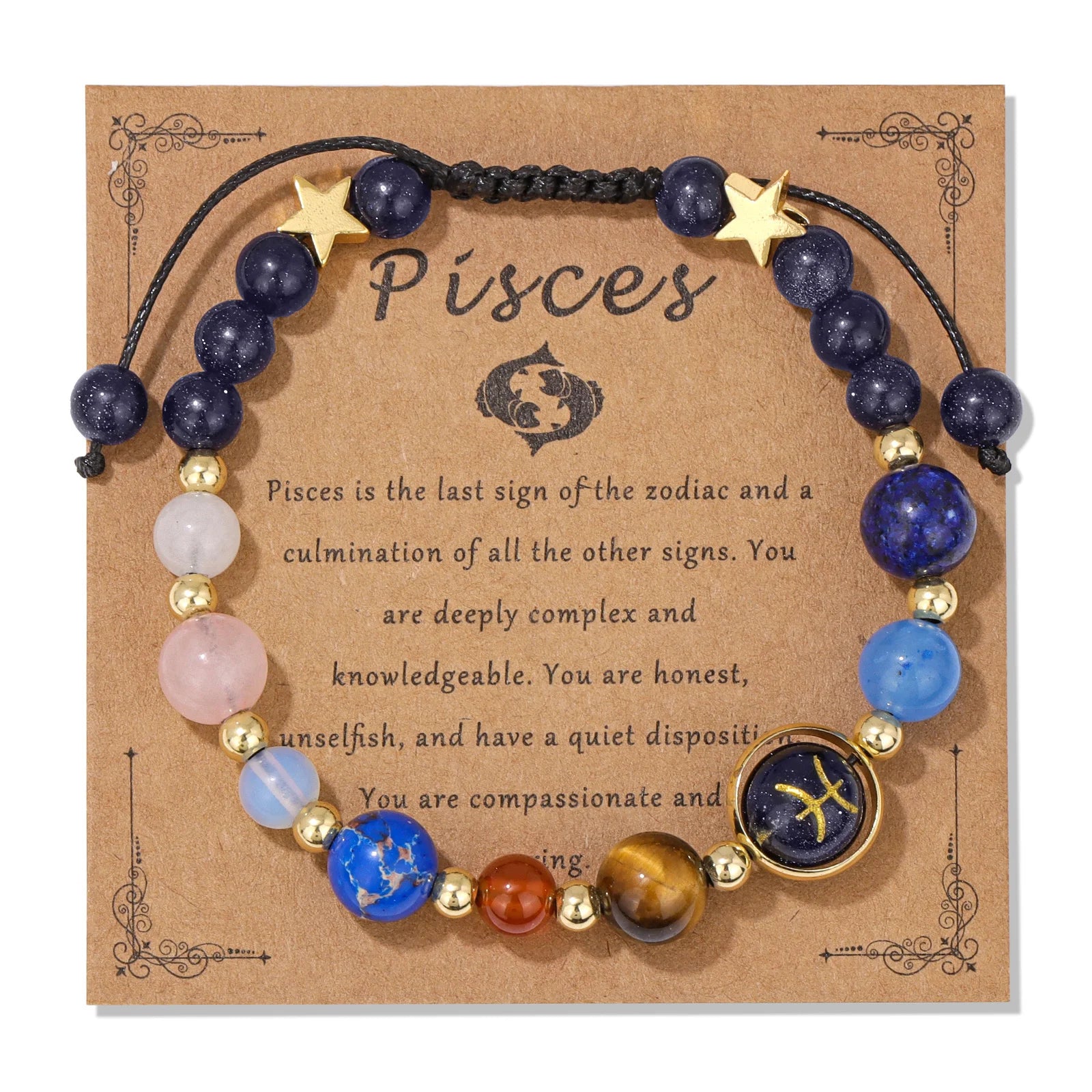 Natural Stone Constellation Bracelet Aries Leo Sagittarius Zodiac Sign Stone Bead Bangle Handmade Jewelry Birthday Gift