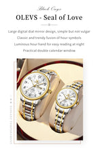 OLEVS 2891 Couple Watches Digital Dial High Quality Stainless steel Wristwatch for Men Women