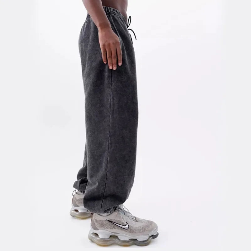 2025 New Washed and Worn Sweatpants for Women European and American Looped Casual Sports High Waisted Versatile Pants