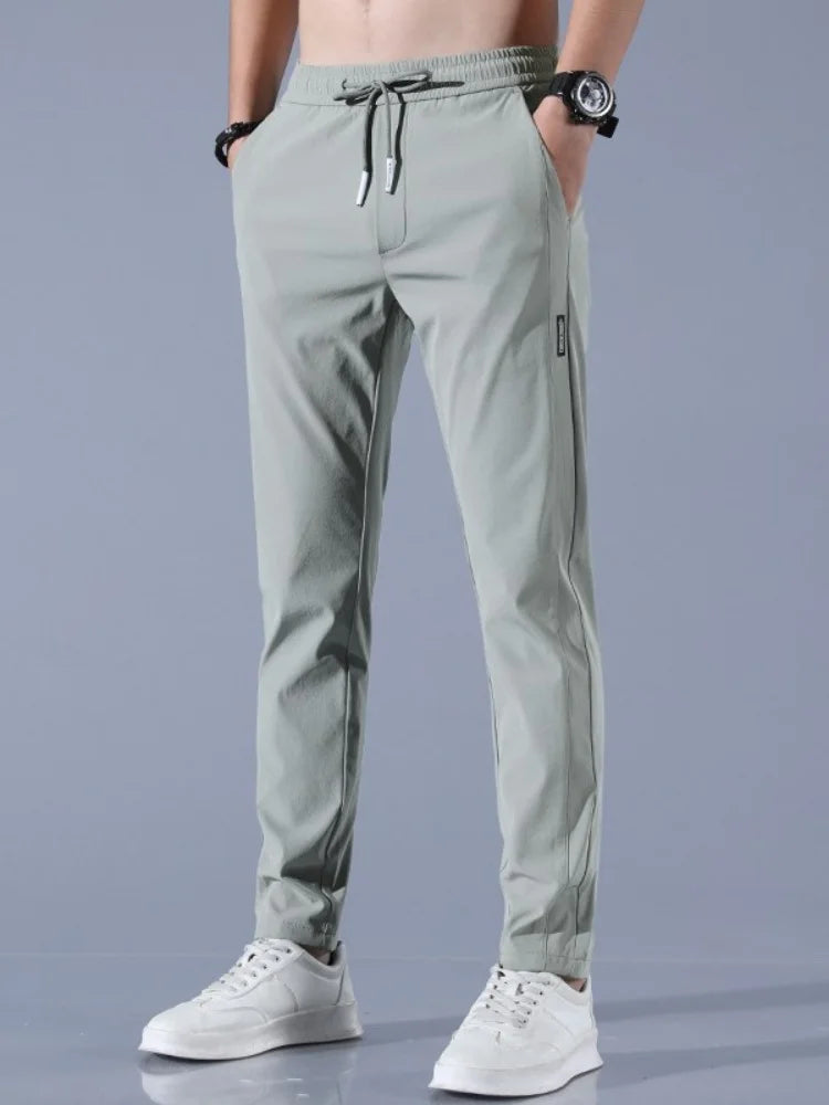 Men's Pants 2025 Summer New Black Gray Thin Business Casual Pants Outdoor Elastic Breathable Straight Leg Sweatpants