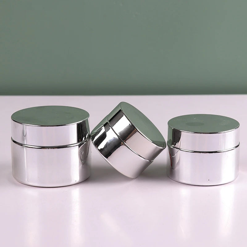 Cosmetic Jar 5-50g Face Cream Glass Bottle Silver Glass Cream Jar Cosmetic Container Empty Nail Glue Jar Travel Makeup Container