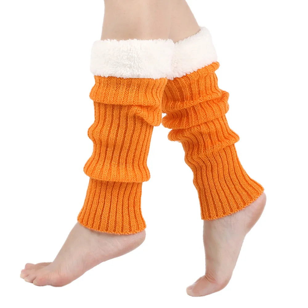 Winter Christmas Ladies Warm Ribbed Knit Leg Warmers Womens LegWarmers Polar Fleece Neon Colored Boot Cuffs for Festive Occasion
