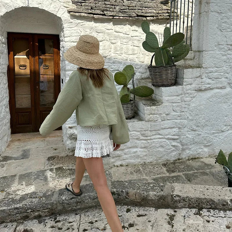 Casual Solid Lace Up Women Blouse Deep V-neck Long Sleeve Loose Female Shirt 2025 Spring Summer New Fashion Sweet Ladies Blouses