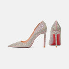 High Heels Women Star Style Sexy Red sole luxury Brand  Woman High Heels Pointed toe glitter Pumps elegant Party Shoes